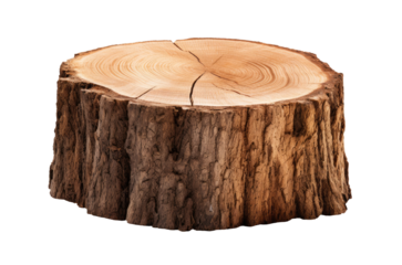Stump isolated on transparent background, front view, Generative AI