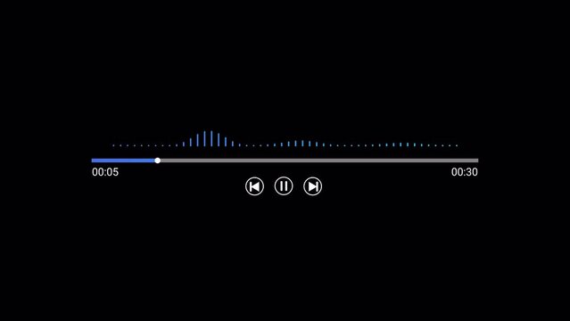 Music player scroll bar button with audio reactor, Music timeline or video track player, Timeline bar moving as song media playing, Audio music timeline bar moving with track