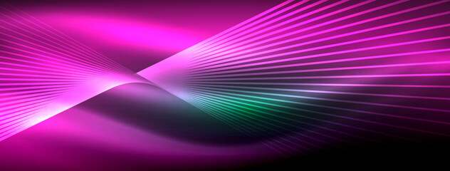 Glowing neon wave abstract background - vibrant, luminescent waves pulsate in a captivating and electrifying display