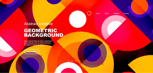Simple circles and round elements pattern. Minimalist design geometric landing page. Creative concept for business, technology, science or print design