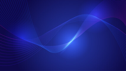 Abstract shiny arrow lines on dark blue background. Modern blue geometric line arrow pattern graphic design. Futuristic technology concept. Horizontal banner template. Vector illustration