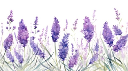 Lavender flowers watercolor illustration. Medical and aroma lilac herb botanical drawing. Isolated on white background.