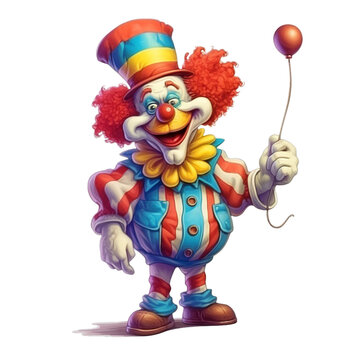 Isolated PNG cut out of a Clown, Generative ai