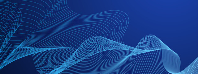 Blue abstract background with wavy lines.