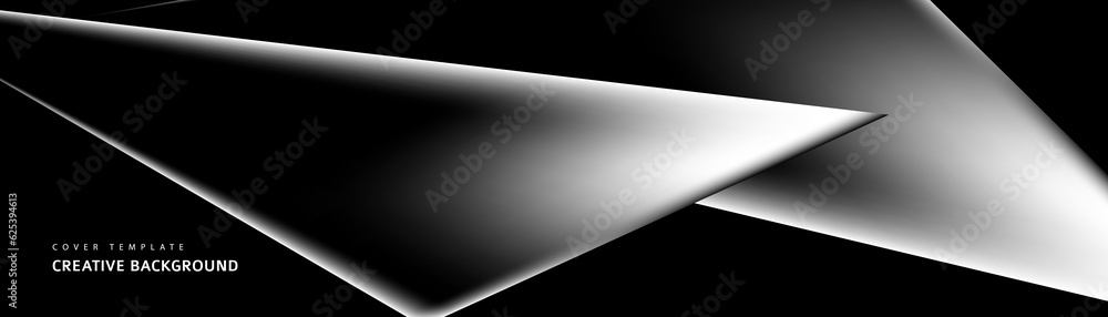 Poster abstract black, white and gray triangle overlaying layer background. modern style. you can use for a