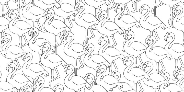 outline flamingo seamless pattern