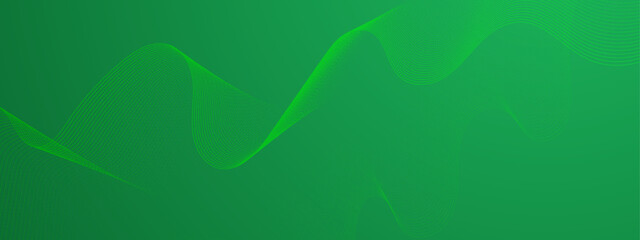 Abstract green glowing line pattern on background with green light. Geometric stripe line art design. Modern wide banner design. Futuristic concept. Vector illustration
