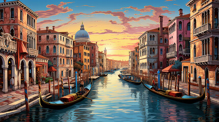 Fototapeta na wymiar the iconic canals of Venice