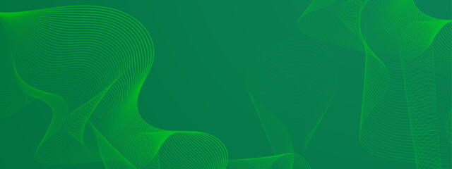 Green background with shiny lines, glitter light effect and bokeh decoration. Luxury style design template concept