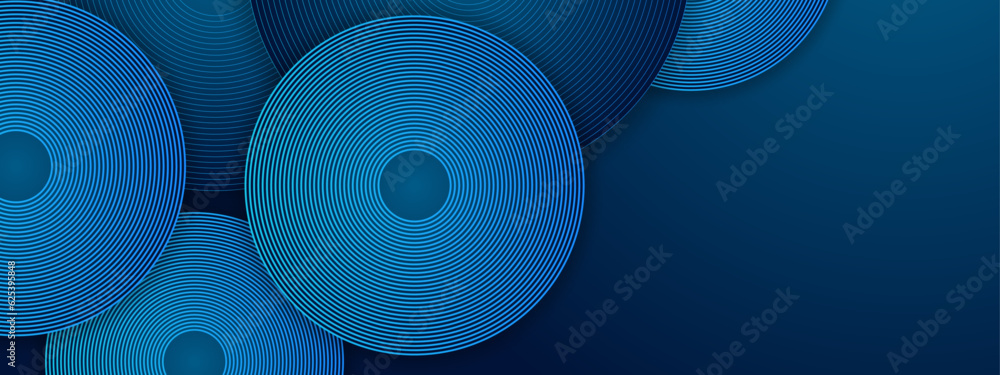 Poster abstract shiny blue wave on dark background. modern flowing wave design element. technology science 