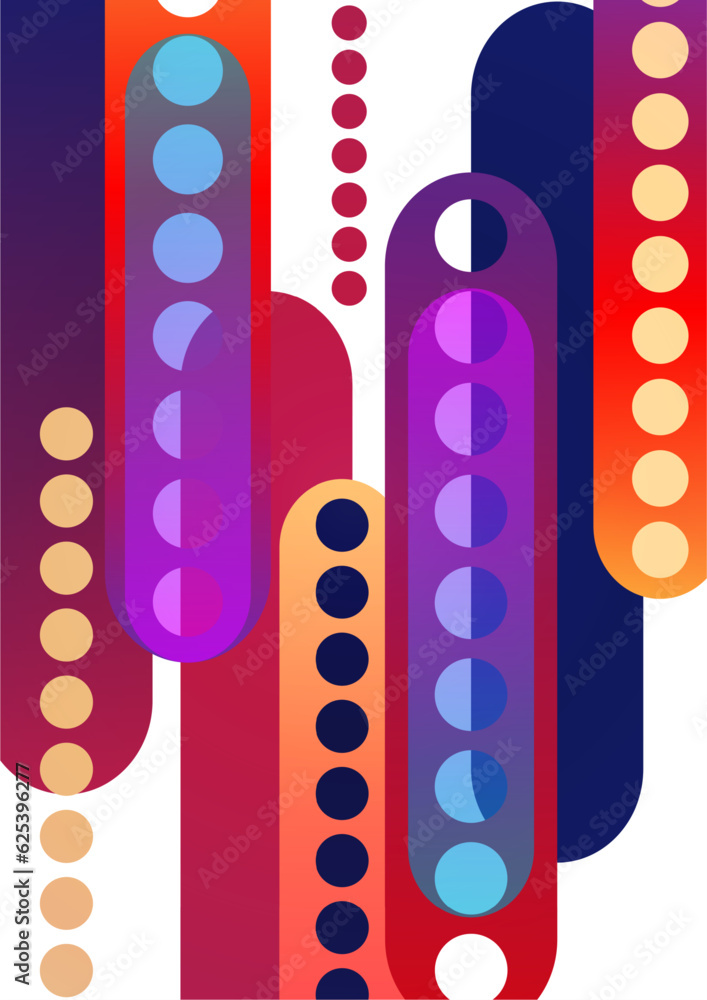 Poster abstract geometric colorful background with circles, rounded rectangles. graphic pattern of simple s