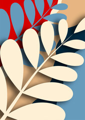 Branch with plant leaves. Bright wave design ecology image Vector