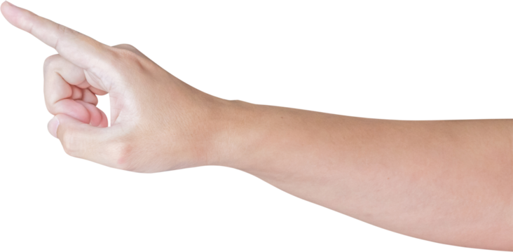 man hand touching or pointing to something isolated on white background