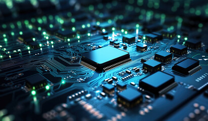 Central computer processor CPU concept. Semiconductor advanced circuit board technology