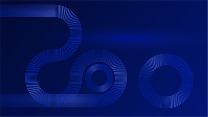 Abstract luxury glowing lines curved overlapping on dark blue background. Template premium award design