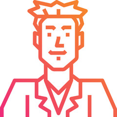 Asian young man. outline icon design