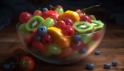 Organic fruit bowl offers healthy eating with juicy berry variation generated by AI