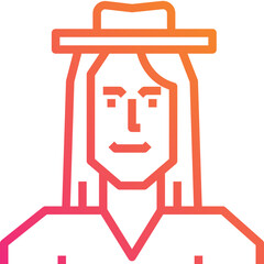 Long hair man. outline icon design