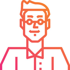 Asian young man. outline icon design