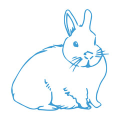 Digital png illustration of blue rabbit on transparent background
