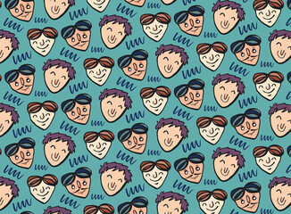 Digital png illustration of happy men faces on transparent background