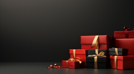 Black Friday Super Sale Background with Gift Boxes. Generative Ai