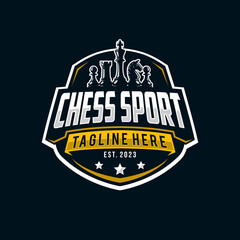 Fototapeta premium Chess logo vector illustration. on a dark background