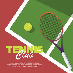 Tennis Club and Tournament Square Poster Design