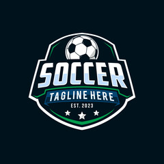 Soccer Logo or football club sign Badge. Football logo with shield background vector design