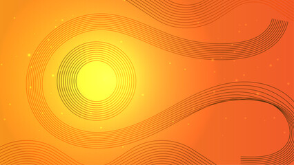 Orange line wave particles abstract vector for business, banner website, brochure and flyer background with copy space.