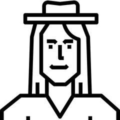 Long hair man. outline icon design