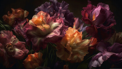 Vibrant tulip bouquet, a gift of love in nature beauty generated by AI