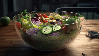 Fresh organic vegetarian salad, a healthy meal with variation generated by AI