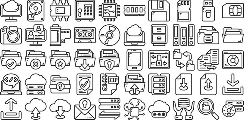 Data Storage Line Icon Set. Perfect for Graphic Design, Mobile, UI, and Web Masterpieces