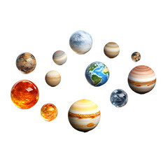 3d render of a set of planets without background 
