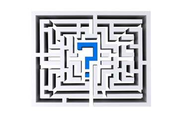 Digital png illustration of question mark and maze on transparent background