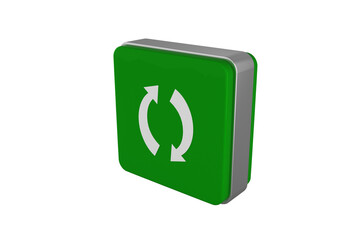 Digital png illustration of green brick with recycling arrows on transparent background