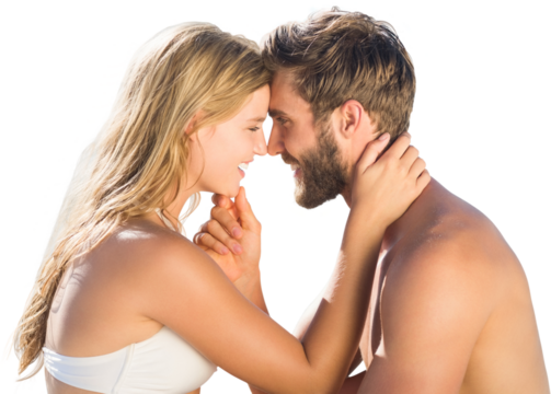 Digital png photo of happy caucasian couple embracing on transparent background