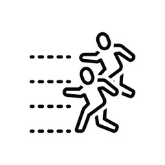 Black line icon for competing 