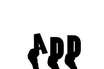 Digital png illustration of hands with add text on transparent background