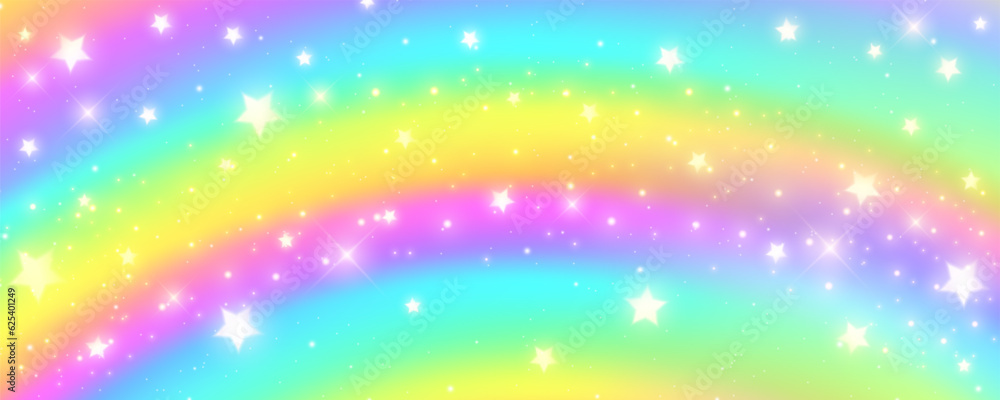 Aufkleber rainbow gradient background with stars. abstract spectrum color texture. neon holographic backdrop w