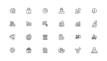 Industrial and transport linear icons collection.Set of thin line web icon set, simple outline icons collection, Pixel Perfect icons, Simple vector illustration.
