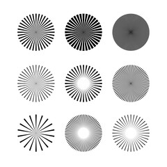 various radial sunburst shape collection