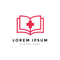 Fototapeta premium health book medicine bookstore hospital education logo design vector graphic illustration
