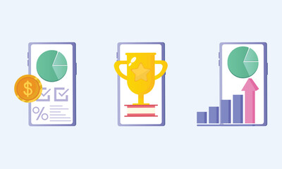 Business concept illustrations. Collections of people successfully achieving goals to self improving, personal and financial growth.on white background.Vector Design Illustration.