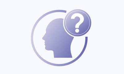 Doubt logo with man.person imagine logotype graphic.on white background.Vector Design Illustration.