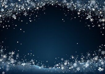 a blue background template with Christmas stars and snow ice crystals.