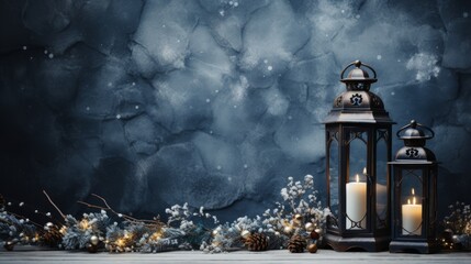 A background template of Christmas lamp and candle.