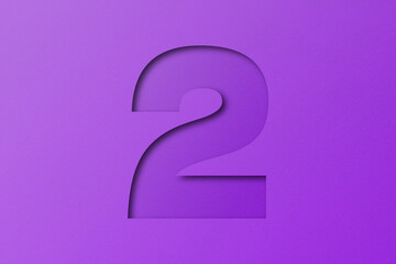 purple paper style alphabet paper number 2