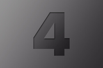 Black and gray paper, paper font style, number 4